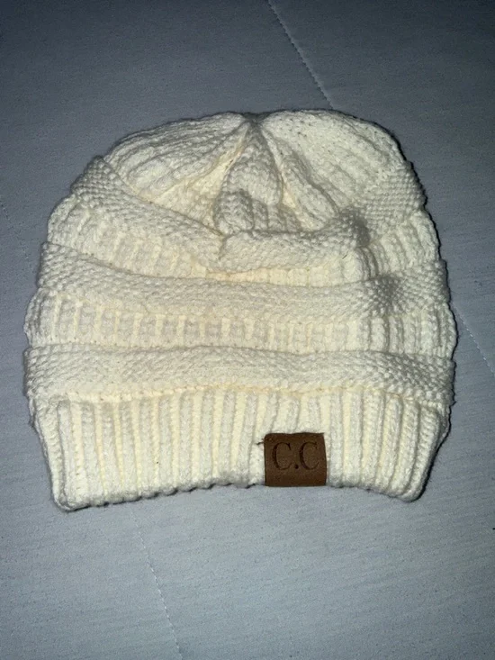 C.C Knit Beanie Set - Cream, Black, Brown, Speckled Taupe - Picture 2 of 5